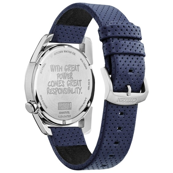 Men's Citizen Eco-DriveÂ® Spider-Man Strap Watch with Red and Blue Dial (Model: Aw1680-03W)