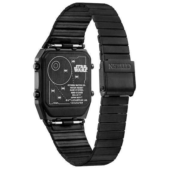 Men's Citizen Star Wars™ Trench Run Black IP Digital Watch with Square Black Dial (Model: Jg2109-50W)
