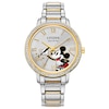 Thumbnail Image 1 of Ladies' Citizen Eco-Drive® Mickey Mouse Painter Crystal Accent Two-Tone Watch with Silver-Tone Dial (Model: FE7044-52W)