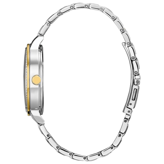 Ladies' Citizen Eco-DriveÂ® Mickey Mouse Painter Crystal Accent Two-Tone Watch with Silver-Tone Dial (Model: Fe7044-52W)