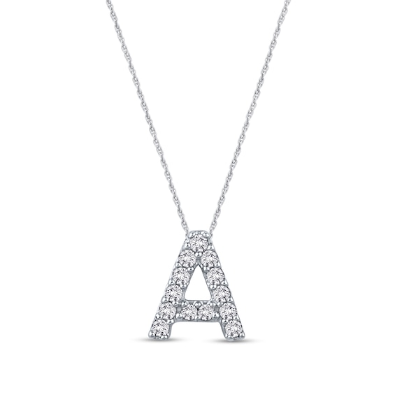 1/20 CT. T.w. Diamond Uppercase Block Initial Pendant in 10K White Gold (1 Letter)