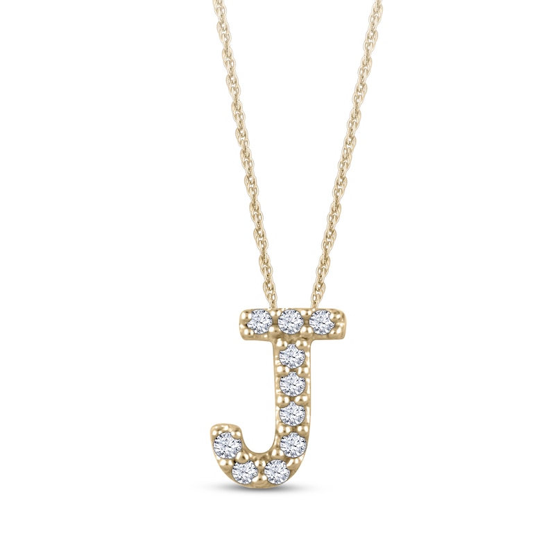 1/20 CT. T.W. Diamond Uppercase Block Initial Pendant in 10K Gold (1 Letter)