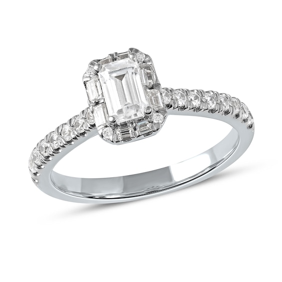 3/4 CT. T.w. Emerald-Cut Diamond Frame Engagement Ring in 10K White Gold (I/I1)