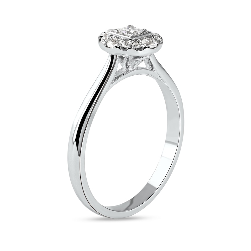 1/3 CT. T.W. Princess-Cut Diamond Round Frame Engagement Ring in 10K White Gold (I/I3)