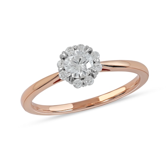 1/2 CT. T.w. Diamond Frame Engagement Ring in 10K Rose Gold (J/I3)