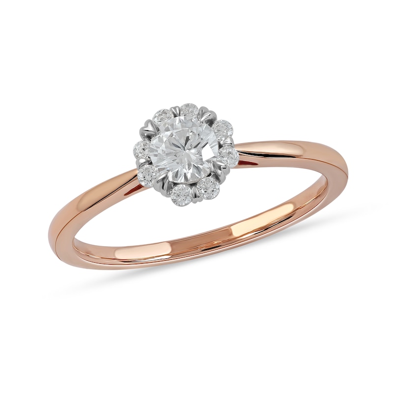 Main Image 1 of 1/2 CT. T.W. Diamond Frame Engagement Ring in 10K Rose Gold (J/I3)