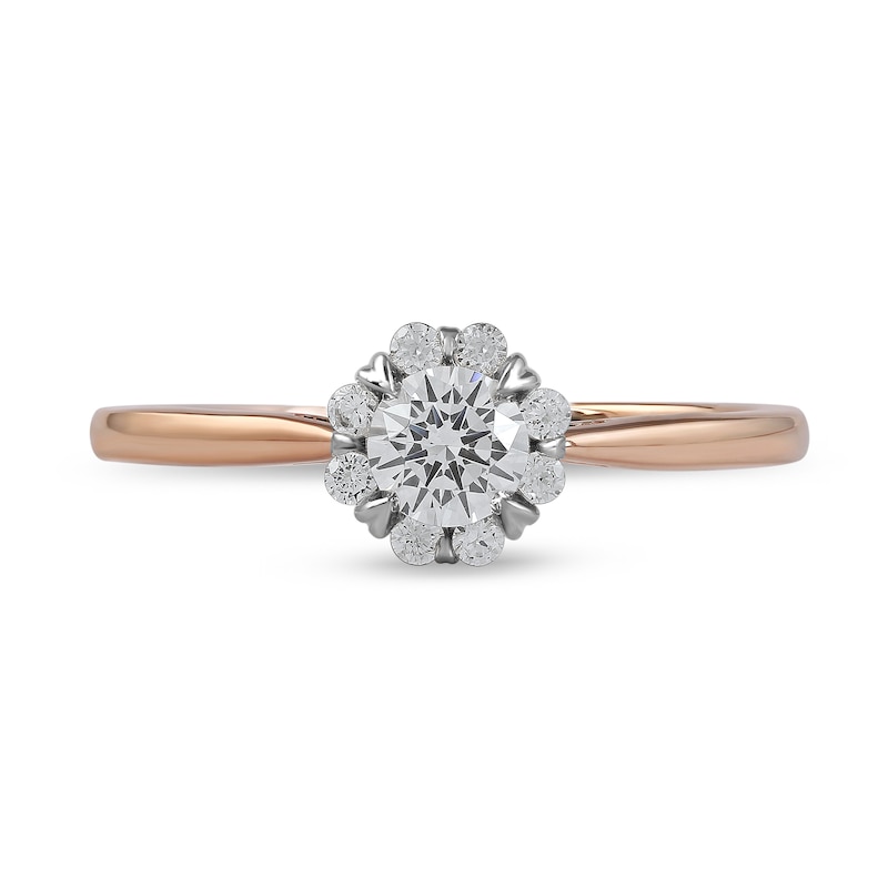 Main Image 3 of 1/2 CT. T.W. Diamond Frame Engagement Ring in 10K Rose Gold (J/I3)