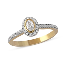 1/3 CT. T.W. Oval Diamond Frame Engagement Ring in 10K Gold (I/I1)