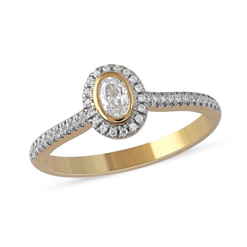 Main Image 1 of 1/3 CT. T.W. Oval Diamond Frame Engagement Ring in 10K Gold (I/I1)