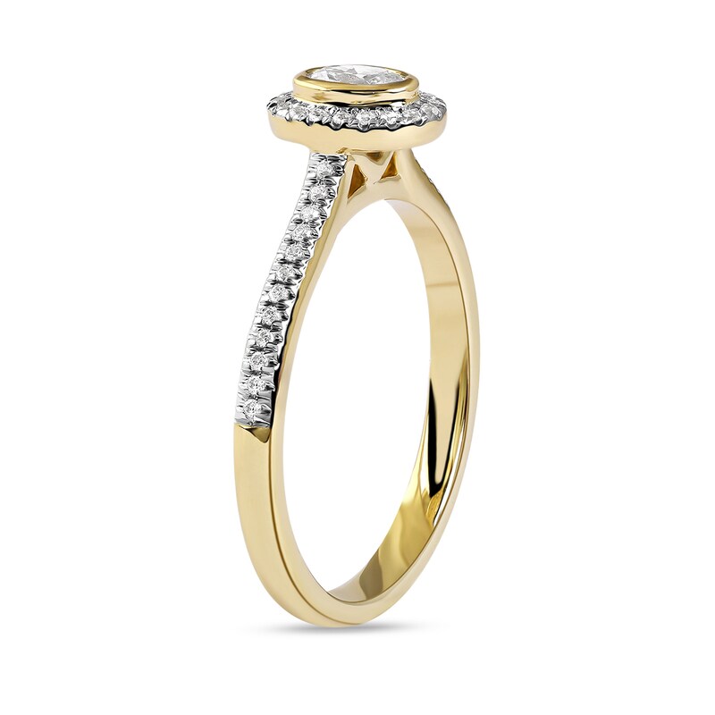 Main Image 2 of 1/3 CT. T.W. Oval Diamond Frame Engagement Ring in 10K Gold (I/I1)