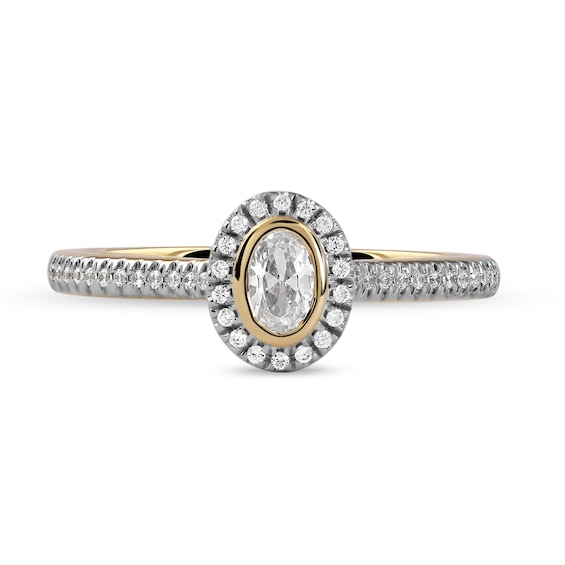 1/3 CT. T.w. Oval Diamond Frame Engagement Ring in 10K Gold (I/I1)
