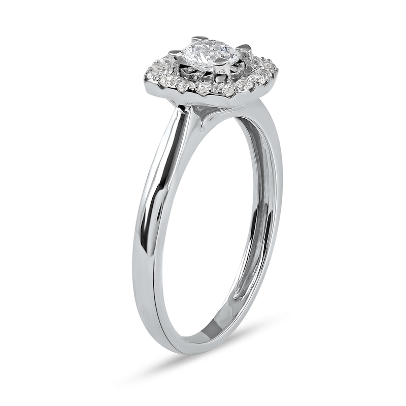 1/2 CT. T.W. Diamond Cushion Frame Engagement Ring in 10K White Gold (J/I3)