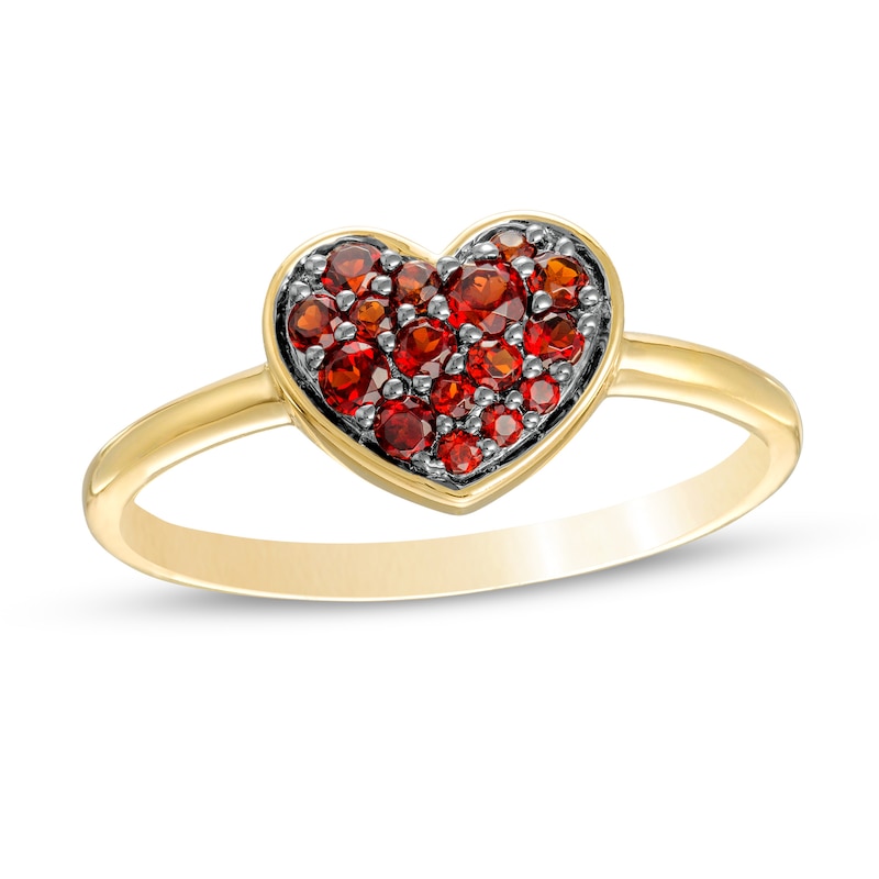 Main Image 1 of Garnet Cluster Heart Ring in 10K Gold