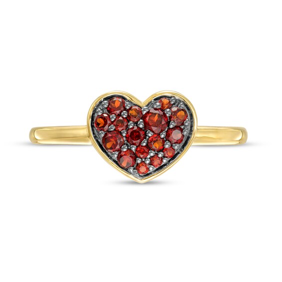 Garnet Cluster Heart Ring in 10K Gold
