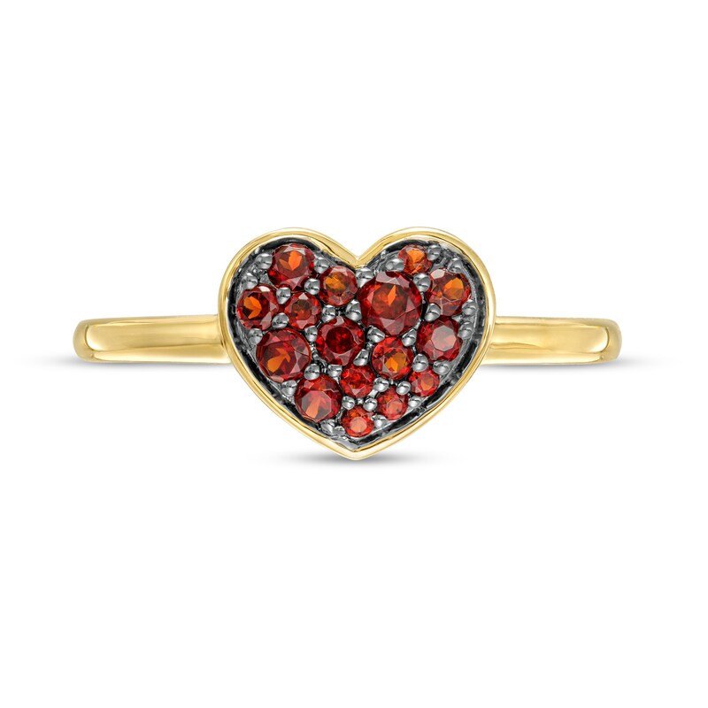 Main Image 4 of Garnet Cluster Heart Ring in 10K Gold