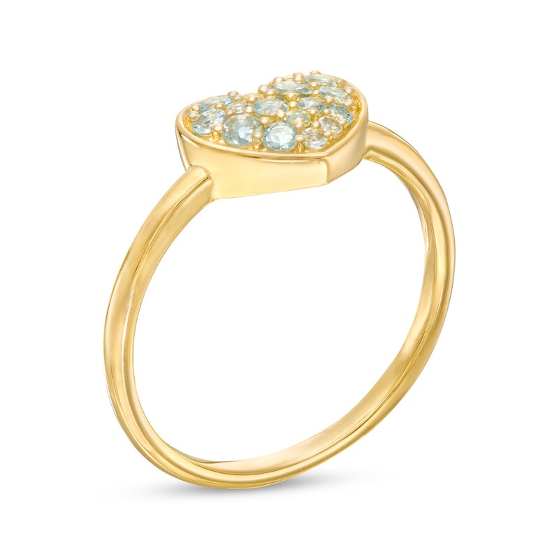 Main Image 3 of Aquamarine Cluster Heart Ring in 10K Gold