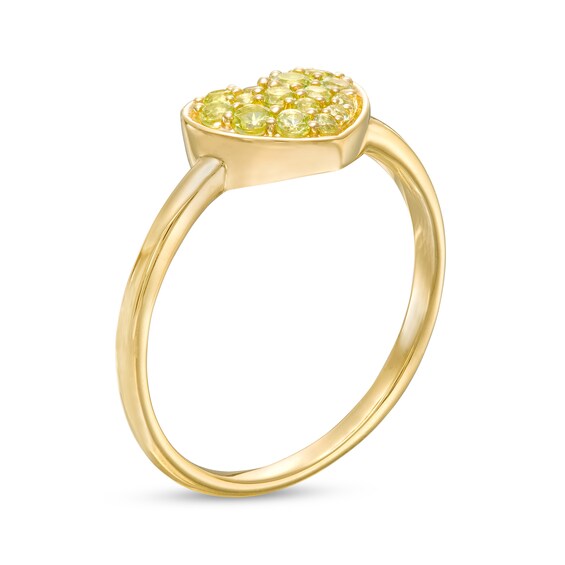 Peridot Cluster Heart Ring in 10K Gold