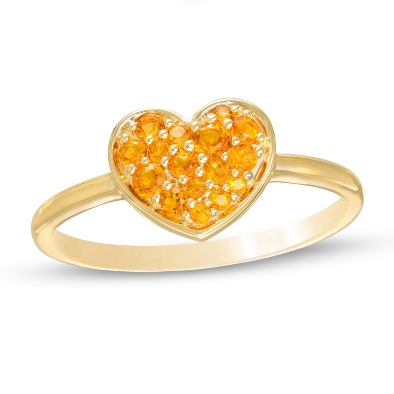 Main Image 1 of Citrine Cluster Heart Ring in 10K Gold