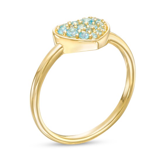 Swiss Blue Topaz Cluster Heart Ring in 10K Gold