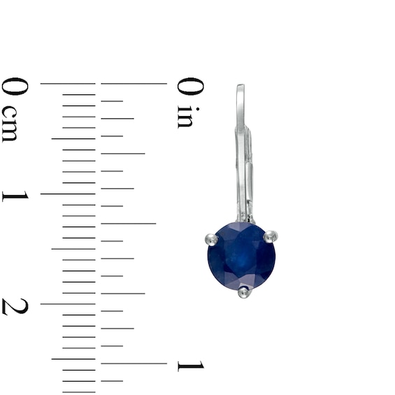 6.0mm Blue Sapphire Solitaire Drop Earrings in 10K White Gold