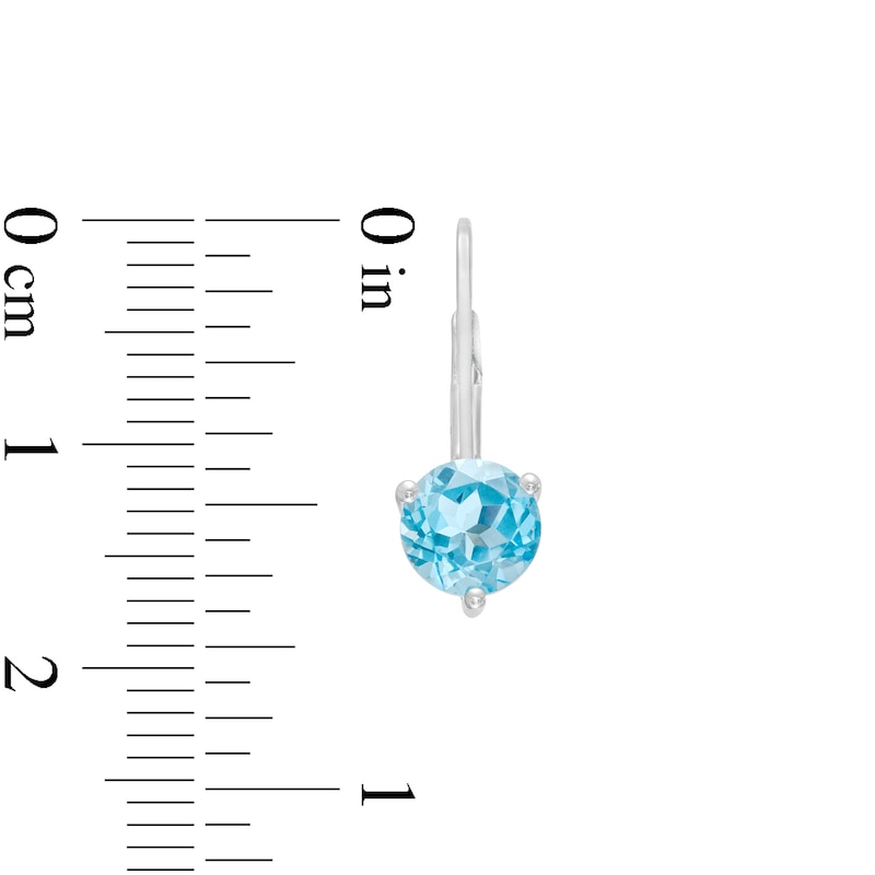 Main Image 3 of 6.0mm Swiss Blue Topaz Solitaire Drop Earrings in 10K White Gold