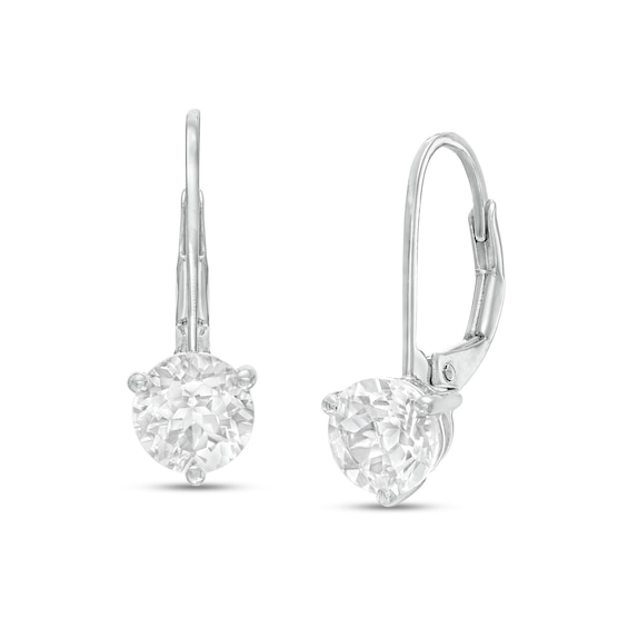 6.0mm White Topaz Solitaire Drop Earrings in 10K White Gold