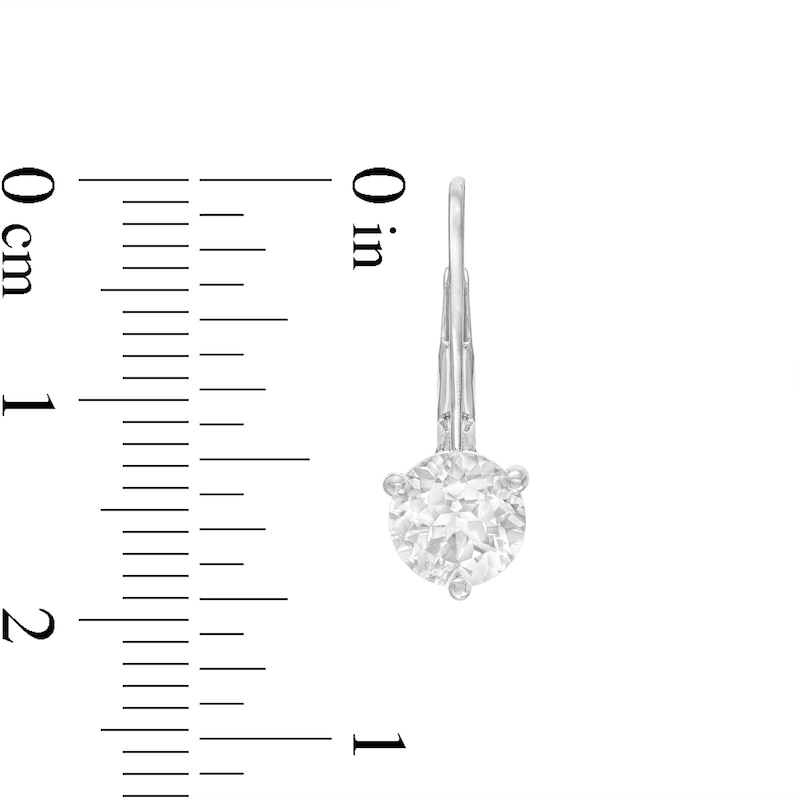 Main Image 3 of 6.0mm White Topaz Solitaire Drop Earrings in 10K White Gold