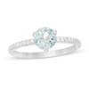 Thumbnail Image 1 of 6.0mm Aquamarine and 1/10 CT. T.W. Diamond Ring in 10K White Gold