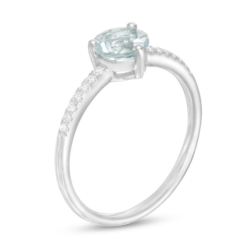 Main Image 3 of 6.0mm Aquamarine and 1/10 CT. T.W. Diamond Ring in 10K White Gold