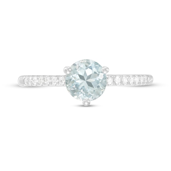 6.0mm Aquamarine and 1/10 CT. T.w. Diamond Ring in 10K White Gold