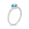 Thumbnail Image 3 of 6.0mm Swiss Blue Topaz and 1/10 CT. T.W. Diamond Ring in 10K White Gold