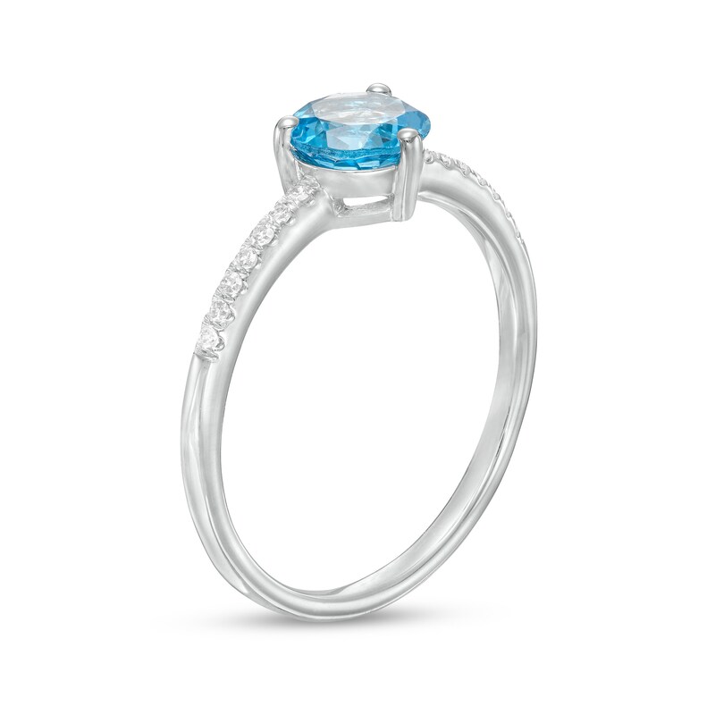 Main Image 3 of 6.0mm Swiss Blue Topaz and 1/10 CT. T.W. Diamond Ring in 10K White Gold