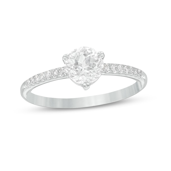 6.0mm White Topaz and 1/10 CT. T.w. Diamond Ring in 10K White Gold