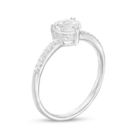 6.0mm White Topaz and 1/10 CT. T.w. Diamond Ring in 10K White Gold