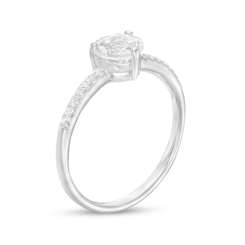 6.0mm White Topaz and 1/10 CT. T.W. Diamond Ring in 10K White Gold