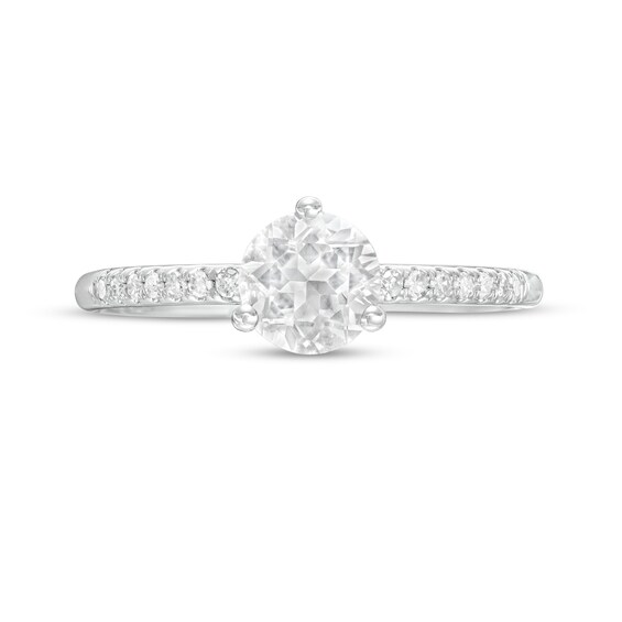6.0mm White Topaz and 1/10 CT. T.w. Diamond Ring in 10K White Gold