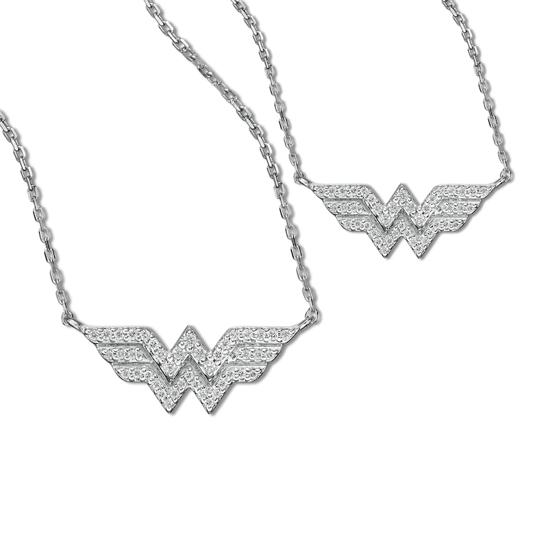 Wonder Woman™ Collection Mother/Daughter Diamond Symbol Necklaces in Sterling Silver