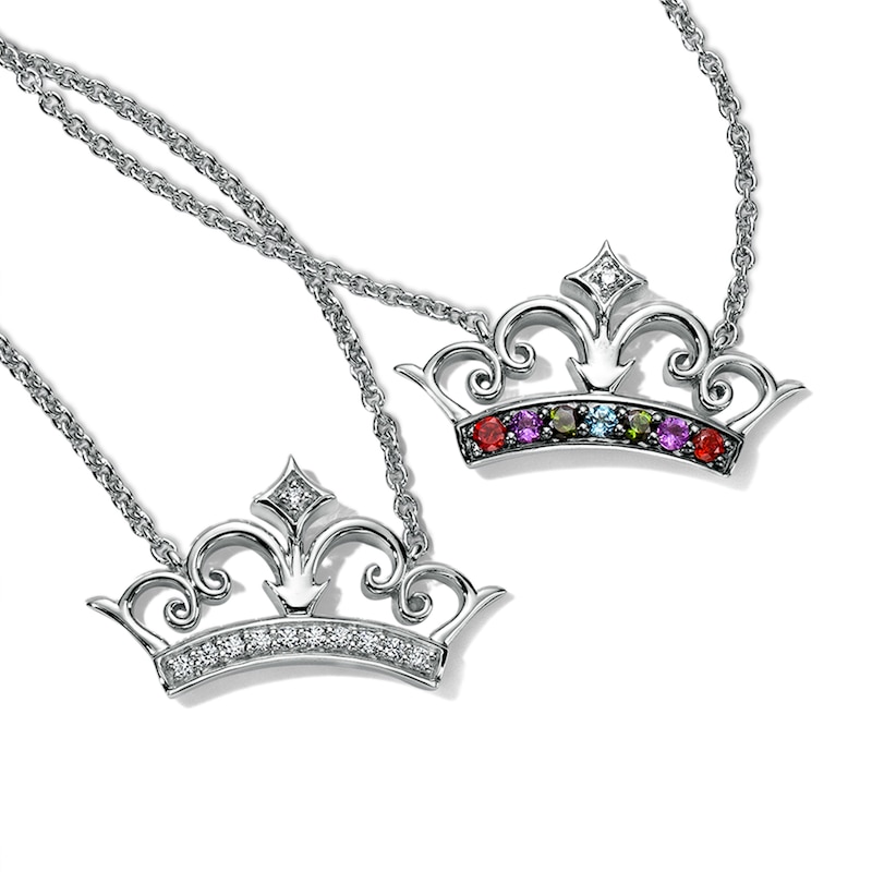 Main Image 1 of Enchanted Disney Ultimate Princess Celebration Mother/Daughter Tiara Necklaces in Sterling Silver