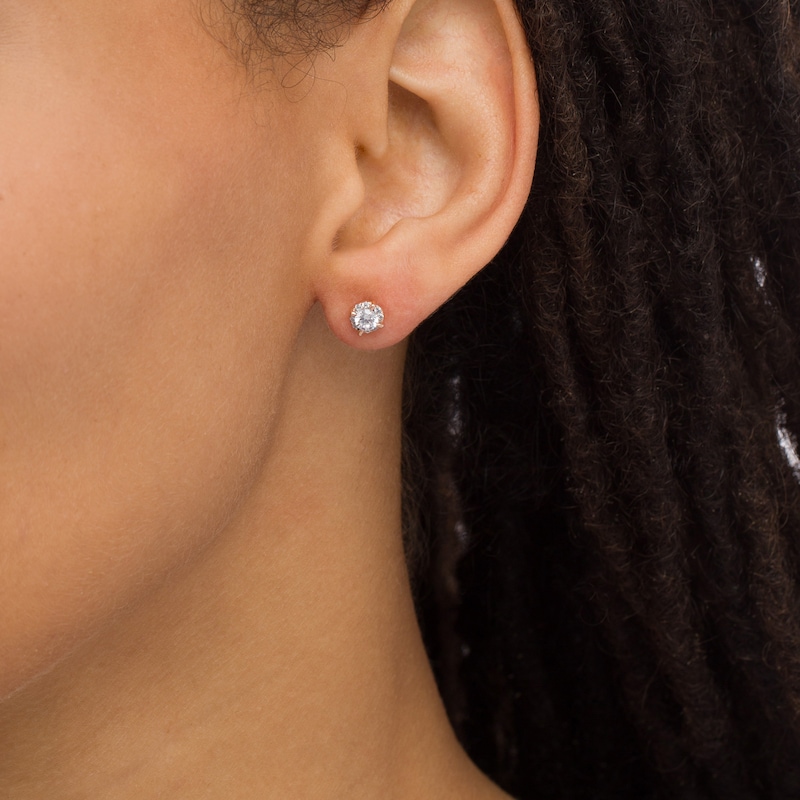 3/8 CT. T.W. Diamond Frame Stud Earrings in 10K Rose Gold (J/I3)