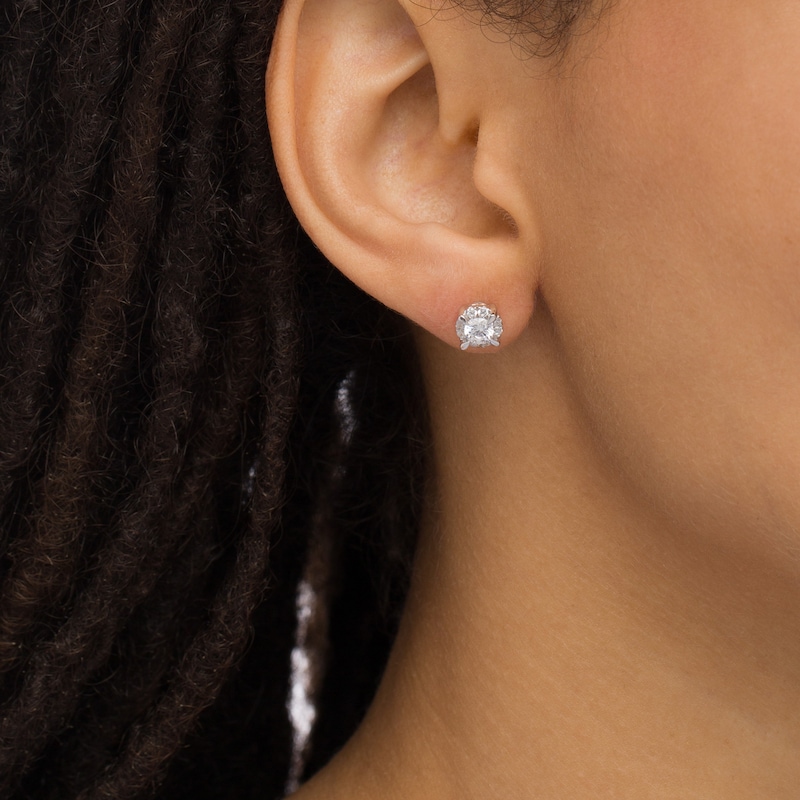 3/4 CT. T.W. Diamond Frame Stud Earrings in 10K White Gold (J/I3)