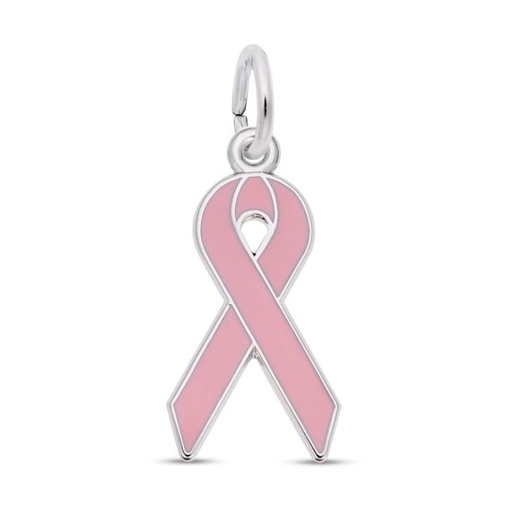 Rembrandt CharmsÂ® Pink Awareness Ribbon in Sterling Silver