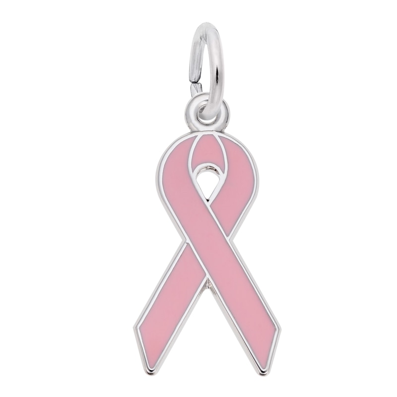 Main Image 1 of Rembrandt Charms® Pink Awareness Ribbon in Sterling Silver