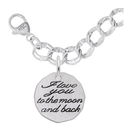 Rembrandt Charms® &quot;I love you to the moon and back&quot; Disc Double Row Bracelet in Sterling Silver