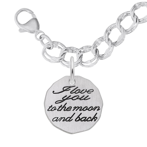 Rembrandt CharmsÂ® "I love you to the moon and back" Disc Double Row Bracelet in Sterling Silver