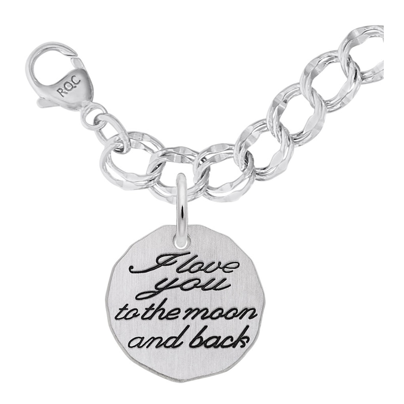 Rembrandt Charms® "I love you to the moon and back" Disc Double Row Bracelet in Sterling Silver