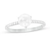 Thumbnail Image 1 of 6.0-6.5mm Button Freshwater Cultured Pearl and 1/10 CT. T.W. Diamond Ring in 10K White Gold