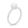 Thumbnail Image 3 of 6.0-6.5mm Button Freshwater Cultured Pearl and 1/10 CT. T.W. Diamond Ring in 10K White Gold