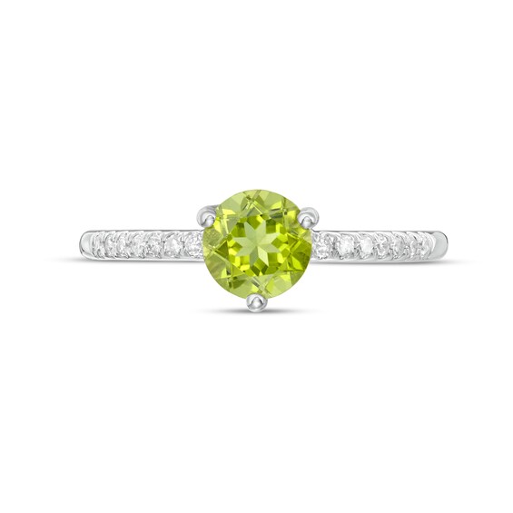 6.0mm Peridot and 1/10 CT. T.w. Diamond Ring in 10K White Gold