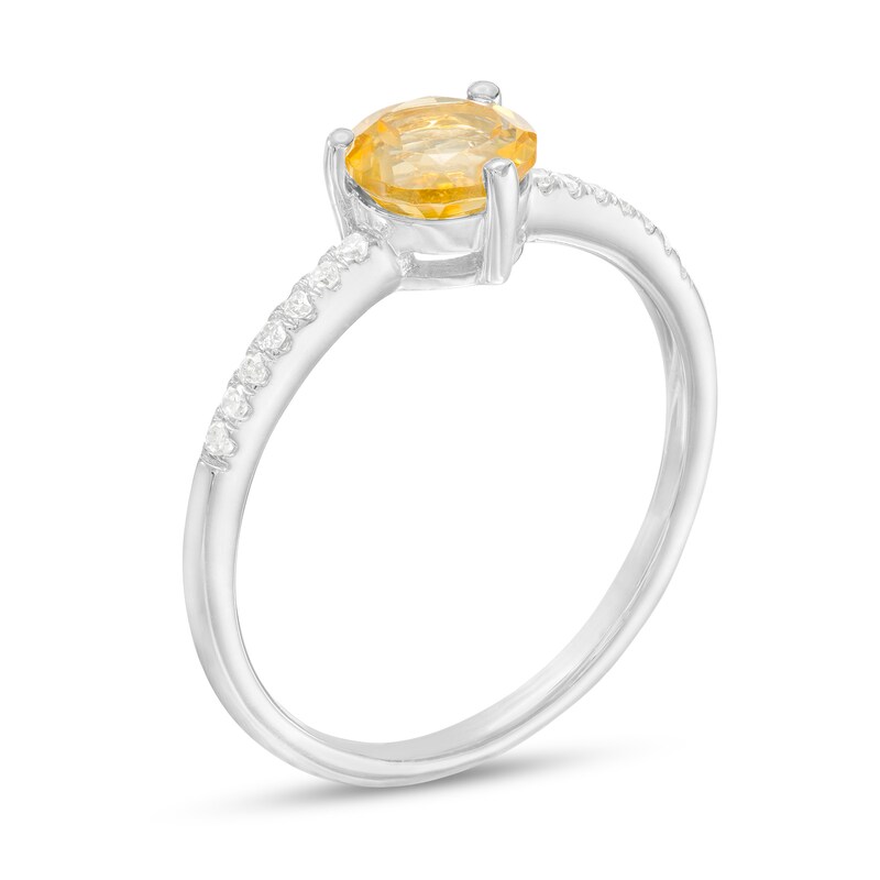 Main Image 3 of 6.0mm Citrine and 1/10 CT. T.W. Diamond Ring in 10K White Gold