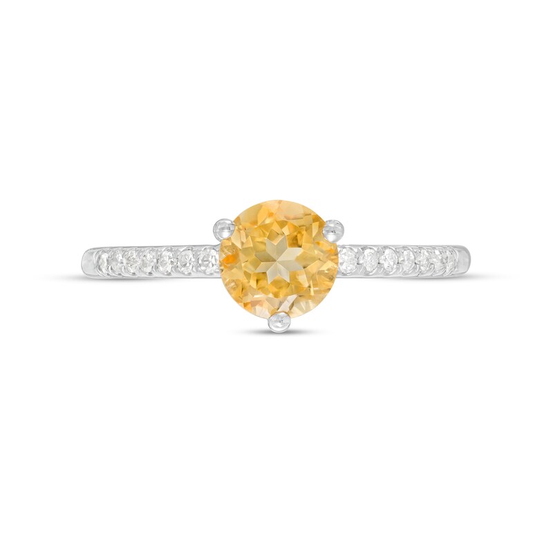 Main Image 4 of 6.0mm Citrine and 1/10 CT. T.W. Diamond Ring in 10K White Gold